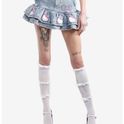 Hello Kitty Pink Heart Belt Denim Mini Skirt