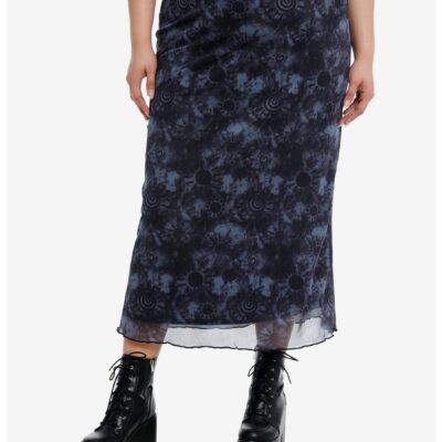 Cosmic Aura® Sun Swirl Mesh Midi Skirt Plus Size