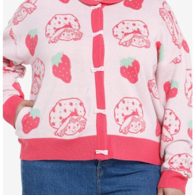 Strawberry Shortcake Bows Girls Collared Cardigan Plus Size