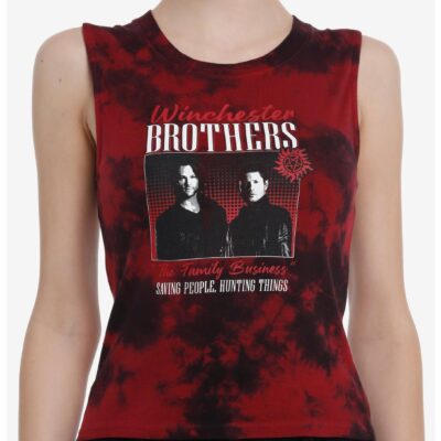 Supernatural Winchester Brothers Tie-Dye Girls Crop Muscle Tank Top