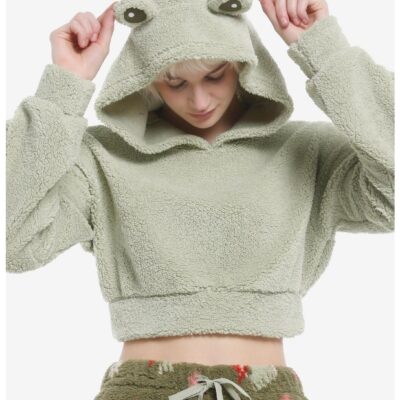 Froggie Sherpa Girls Crop Hoodie