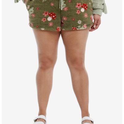 Froggie Mushroom Sherpa Girls Lounge Shorts Plus Size