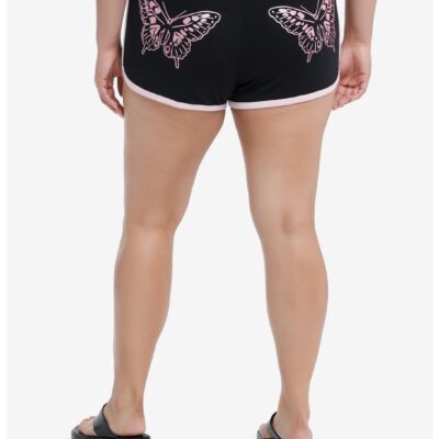 Sweet Society Glitter Butterfly Girls Soft Shorts Plus Size