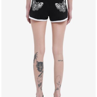 Social Collision Black & White Skull Girls Lounge Shorts