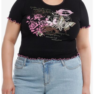 Sweet Society® Butterfly Grunge Girls Crop Top Plus Size