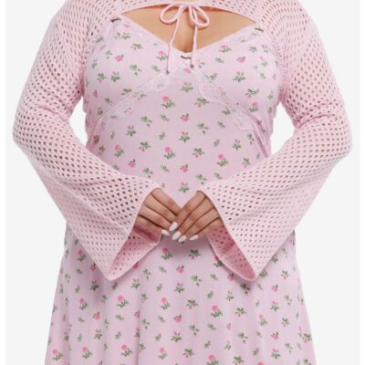 Sweet Society Pink Knit Bolero Girls Crop Shrug Plus Size