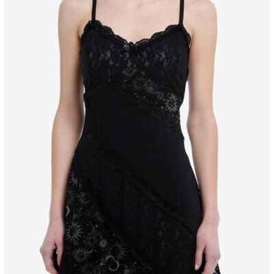 Black Celestial Lace Slip Dress