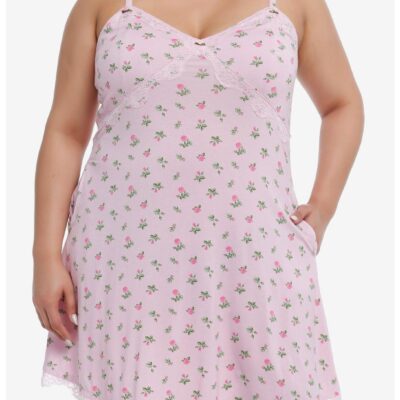 Sweet Society Pink Dainty Rose Slip Dress Plus Size