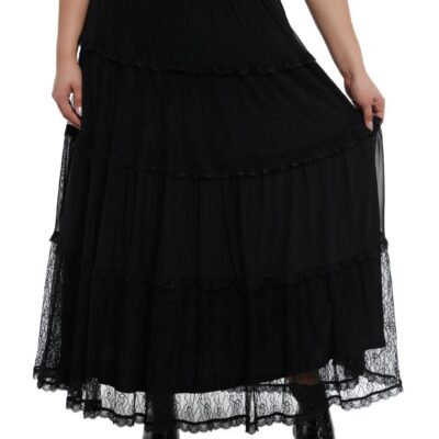 Black Lace Tiered Maxi Skirt Plus Size