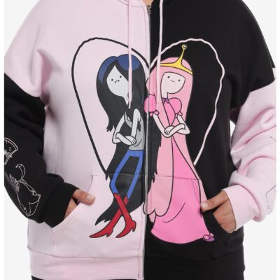 Adventure Time Marceline & Princess Bubblegum Split Girls Hoodie Plus Size