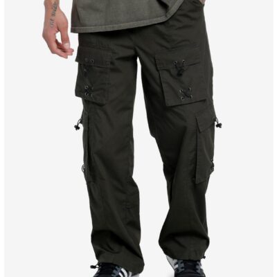 Olive Bungee Cord Cargo Pants