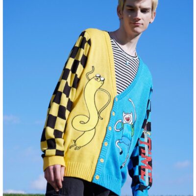 Adventure Time Finn & Jake Checkered Split Cardigan