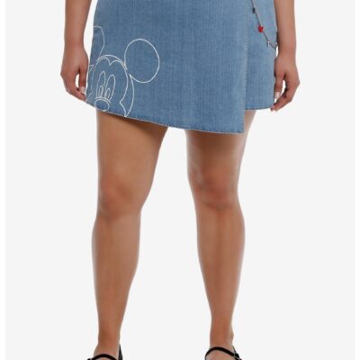 Disney Mickey Mouse Chain Asymmetrical Denim Skort Plus Size