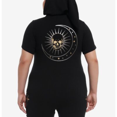 Cosmic Aura® Celestial Skull Girls Hooded Romper Plus Size