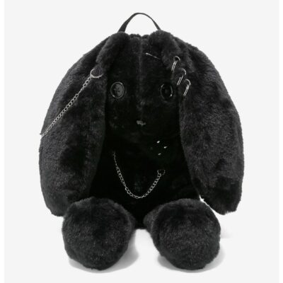 Black Bunny Piercings & Chains Plush Mini Backpack