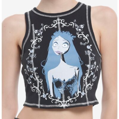 Corpse Bride Emily Ribbed Girls Crop Tank Top