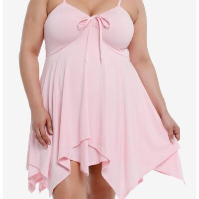 Thorn & Fable® Pink Halter Hanky Hem Dress Plus Size