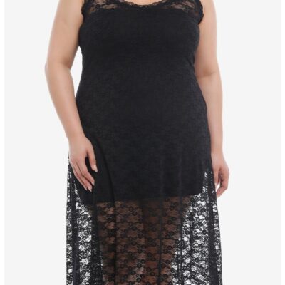 Cosmic Aura® Black Lace Sheer Cami Slip Dress Plus Size