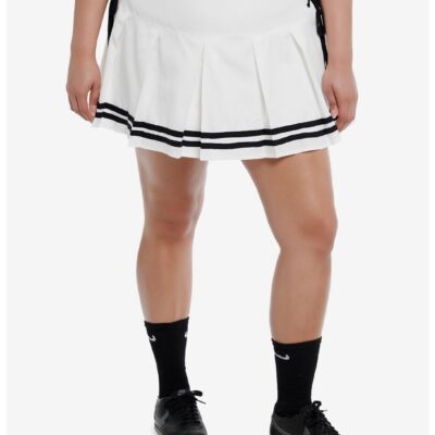 Sweet Society® White & Black Lace-Up Pleated Skirt Plus Size