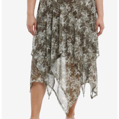 Thorn & Fable® Butterfly Sage Tie-Dye Hanky Hem Skirt Plus Size