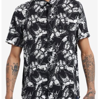 Skull Fairy Wing Woven Button-Up