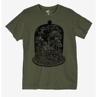 Dark Cottage Terrarium Boyfriend Fit Girls T-Shirt By Cat Mallard