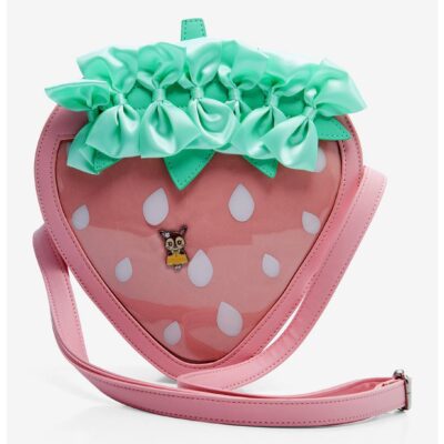 Strawberry Ribbon Stem Pin Collector Crossbody Bag