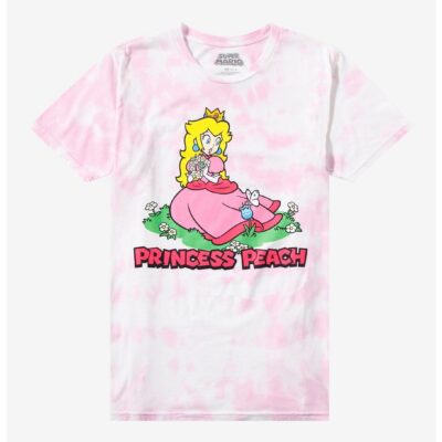 Super Mario Princess Peach Pink Tie-Dye Boyfriend Fit Girls T-Shirt