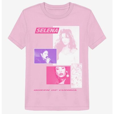 Selena Queen Of Cumbia Photo Collage Boyfriend Fit Girls T-Shirt