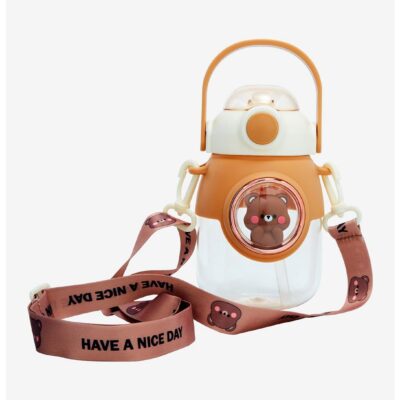 Teddy Bear Water Bottle With Lanyard