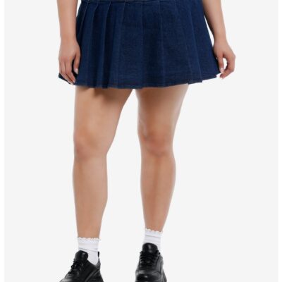 Social Collision® Dark Denim Pleated Skirt Plus Size