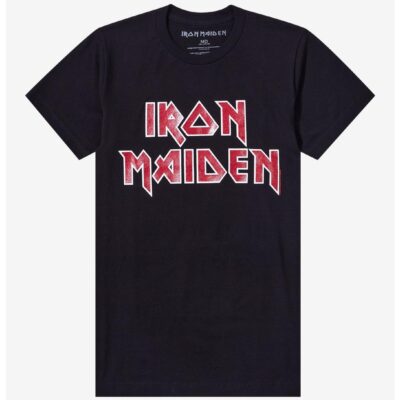 Iron Maiden Glitter Logo Boyfriend Fit Girls T-Shirt