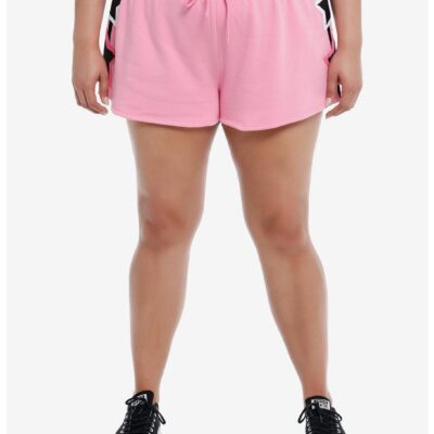 Pink & White Stars Stripe Lounge Shorts Plus Size