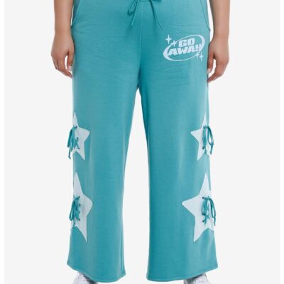 Sweet Society® Teal Star Lace-Up Wide Leg Girls Lounge Pants Plus Size