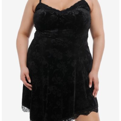 Cosmic Aura Black Celestial Scorpion Velvet Slip Dress Plus Size