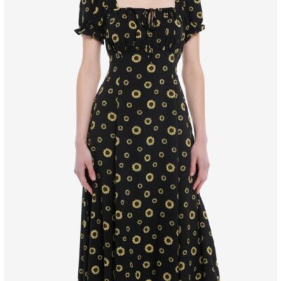 Thorn & Fable Yellow Sunflower Empire Midi Dress