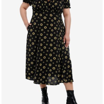 Thorn & Fable Yellow Sunflower Empire Midi Dress Plus Size