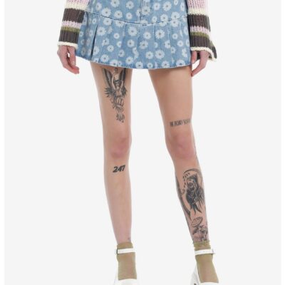 Sweet Society Daisy Heart Belt Denim Mini Skirt