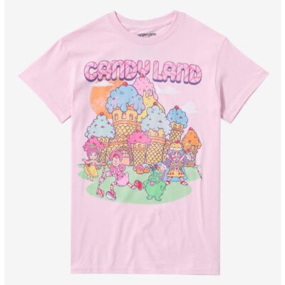 Candy Land Castle Pink Glitter Boyfriend Fit Girls T-Shirt