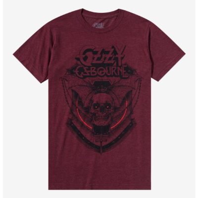 Ozzy Osbourne Winged Skull Burgundy Boyfriend Fit Girls T-Shirt