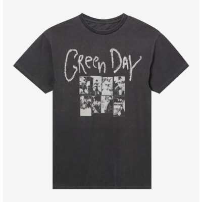 Green Day Photo Collage Washed Boyfriend Fit Girls T-Shirt