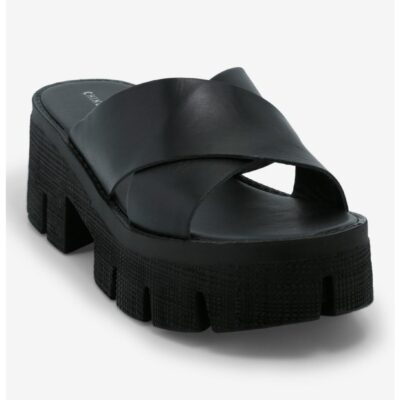 Chinese Laundry Black Crisscross Platform Sandals