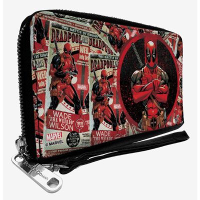 Marvel Deadpool Arms Crossed Pose Badge Wade Vs Wade Zip Around Wallet