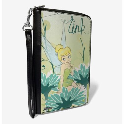 Disney Tinker Bell Sitting On Flower Zip Around Wallet